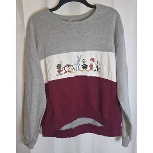 Vtg Looney Tunes Shirt Long Sleeve Color Block Marvin Sylvester 90's- Y2K XL